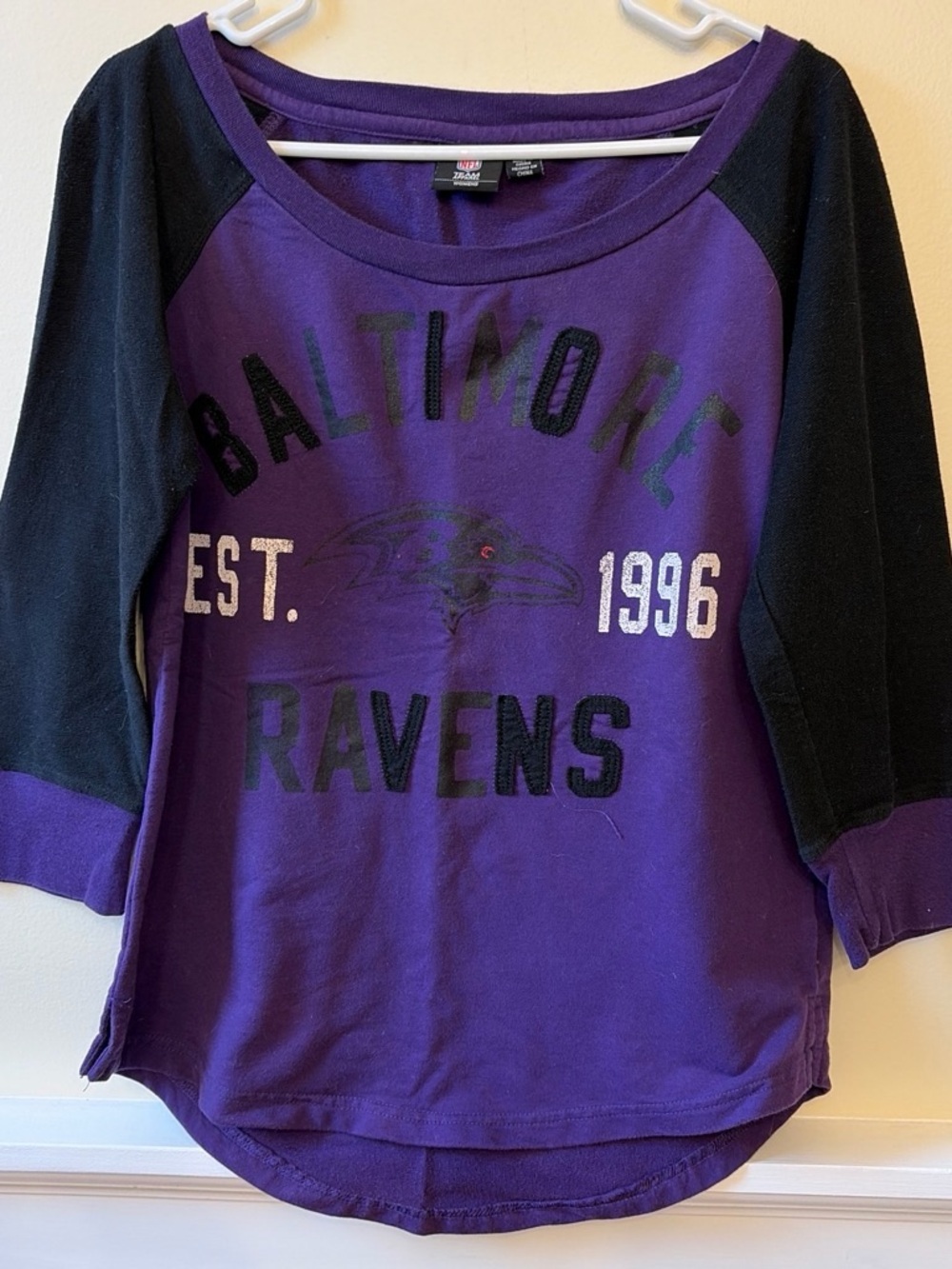 NFL Baltimore Ravens Purple & Black Raglan Long Sleeve Tee